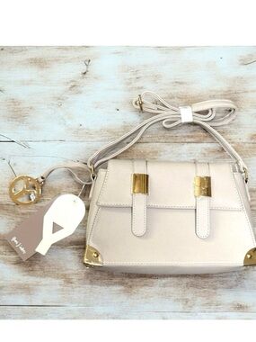 Cream Crossbody Bag with Gold Accents